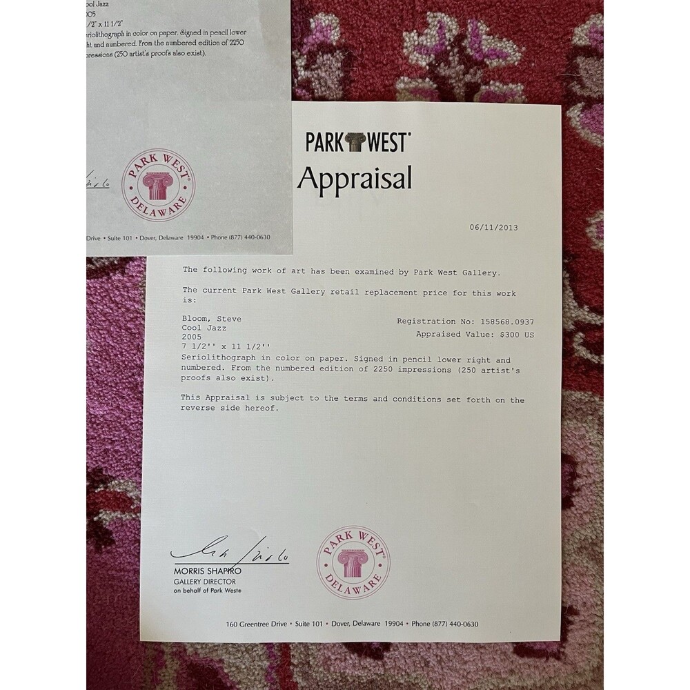 Steve Bloom "Cool Jazz" Signed Limited Edition Seriolithograph Art Print COA - Picture 7 of 14